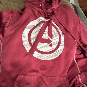Marvel Burgundy Hoodie with White Logo Hoodie